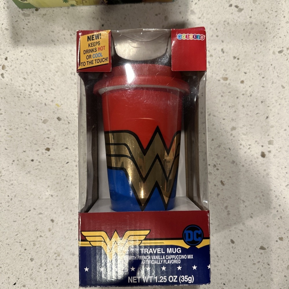 2019 Galerie WONDER WOMAN 1.25 Oz TRAVEL MUG Ceramic NEW In Box
